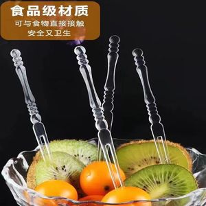Transparent Acrylic Fruit <b>Forks</b> 10.5Cm Safe Edge For Home Party Use - Product Image 3