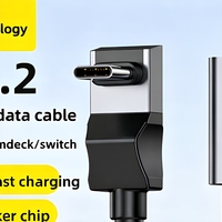 Kabel Data USB3.2 Gen2 Elbow Double Type-C PD100W Pengisian Cepat 10G dengan Mirroring Layar 4K Bahan PVC