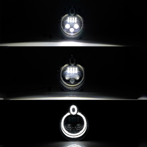 Faro Delantero YongJin para Motocicletas, Faro LED Negro con Luz de Circulación Diurna Blanca para Yamaha <span class=keywords><strong>VMAX</strong></span> <span class=keywords><strong>1700</strong></span> - Product Image 6
