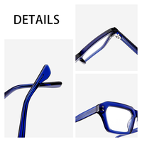Montures de lunettes classiques en acétate gris carré, logo personnalisé, anti-lumière bleue, montures optiques en gros pour hommes et femmes