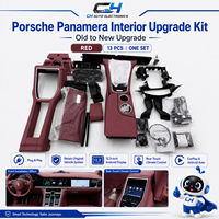 Porsche Panamera 2010-2016 13PCS Paket Upgrade Interior Merah Layar Android 12.3 Inci Wireless CarPlay & Android Auto