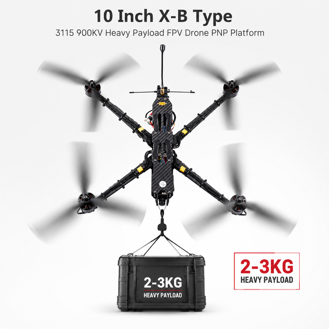RC Rongchuang 10-Inch Heavy Payload FPV Drone 3115 900KV 6S Carbon Fiber X-B Frame Long-Range Quadcopter PNP Kit 120km/h