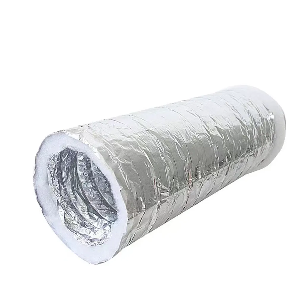 Venda quente Duto flexível de alumínio com isolamento Duto de ar de alumínio flexível dupla camada com algodão branco