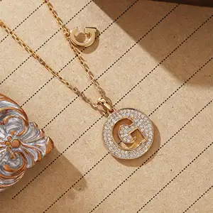 Goldstones Alphabet Letter G with VVS Moissanite Diamond initial Necklace Pendant 18K Gold Necklace Birthday Gift