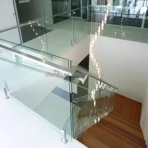 DF low maintenance stair frameless glass spigots steel railing designs for balcony