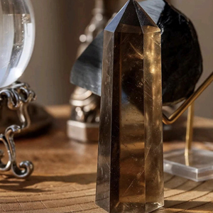 Tour de cristal de quartz fumé, obélisque en pierre précieuse naturelle marron, chakra racinaire, spécimens minéraux, cadeau en cristal, décoration intérieure - Product Image 1