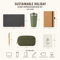 Kit de Escritorio Personalizado y Sostenible para Apreciación al Cliente en Días Festivos, con Tapete de Fieltro, Vaso, Cuaderno de Corcho, Portalápices y Tarjeta