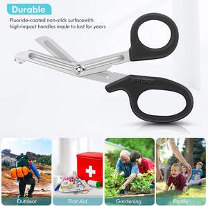 Tijeras <span class=keywords><strong>de</strong></span> Trauma EMT, tijeras <span class=keywords><strong>de</strong></span> vendaje resistentes, grado <span class=keywords><strong>militar</strong></span>, para kits <span class=keywords><strong>de</strong></span> emergencia para traumatismos/botiquín <span class=keywords><strong>de</strong></span> <span class=keywords><strong>primeros</strong></span> <span class=keywords><strong>auxilios</strong></span>, negro, 7,5 pulgadas y 6 pulgadas - Product Image 1