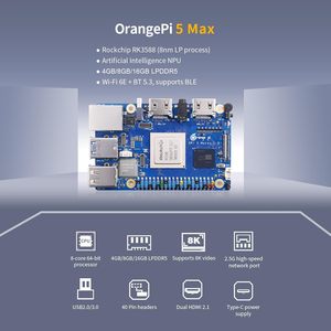 AIsmartlink Orange Pi 5 16 Go de RAM LPDDR5 Carte de développement Rockchip RK3588 Décodage vidéo 8K Fréquence 24 GHz LPDDR4X 2613WS 8K Vi - Product Image 2
