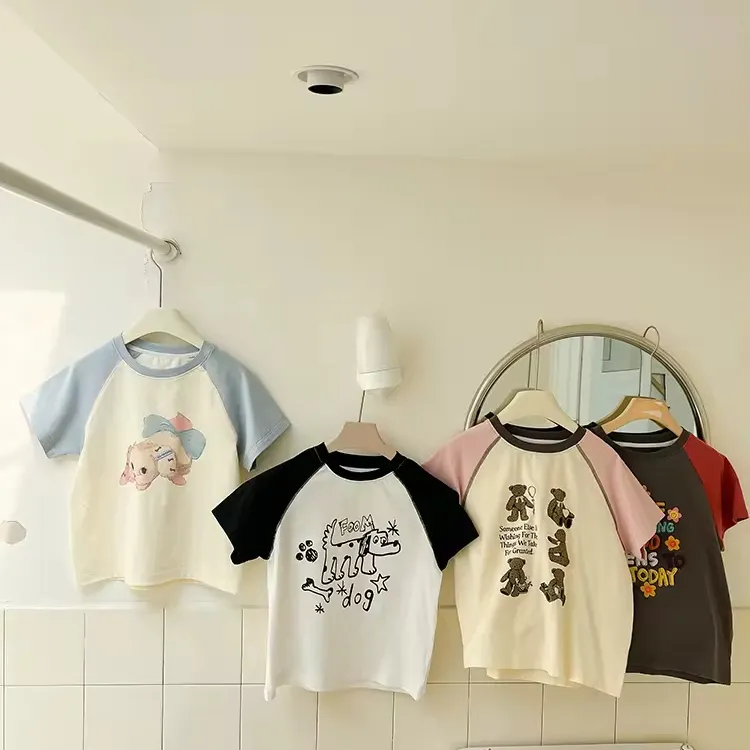 617 conception coréenne dessin animé impression infantile bambin filles mignon haut t-shirt pour enfant bébé enfants vêtements en gros