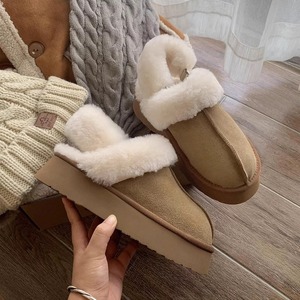 Bottes d'hiver pour femmes en <span class=keywords><strong>daim</strong></span> <span class=keywords><strong>beige</strong></span> doublées de polaire, garniture en peluche, imperméables, semelle épaisse, chaussures chaudes, fonction d'augmentation de la taille, taille S - Product Image 3