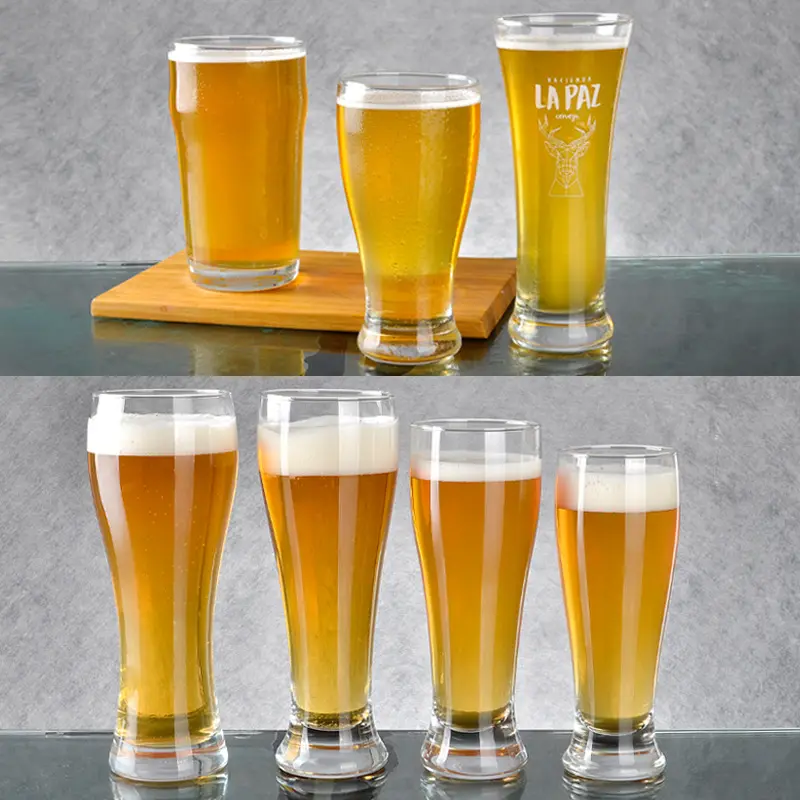 Vaso de cerveza artesanal personalizado de 500ml de fábrica, vidrio de pinta weizen, sublimación, vasos de cerveza Pilsner, vaso de cerveza