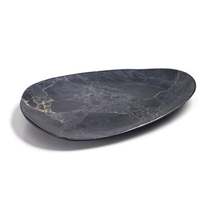 Vassoio Ovale in Marmo Nero con Venature Dorate, Grande Formato, per Servire - Product Image 1