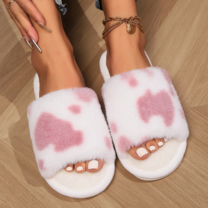 Wholesale Funny Cute Indoor <b>Home</b> Cow Plush for <b>Slippers</b> for Women Cushioning Open Toe Design for Winter Summer and Autumn Season - Product Image 2