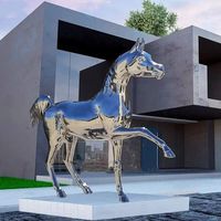 Offre Spéciale Intérieur Public Décoré Métal Animal Artisanat En Acier Inoxydable Or Géométrique Élevage Cheval Statue