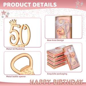 Abrebotellas de 50 cumpleaños con temática de oro rosa de hierro metálico para regalos de fiesta de boda de 50 <span class=keywords><strong>aniversario</strong></span> - Product Image 4