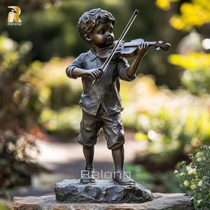 ประติมากรรมสำริดตกแต่งสวนกลางแจ้งสำหรับเด็กเล่นไวโอลิน - Product Image 6