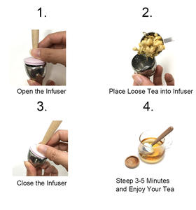 Infuseur à thé à feuilles amples en acier inoxydable, trous fins avec manche en bois, nouvelle collection printemps - Product Image 4