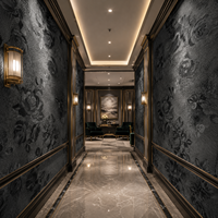 Wallpaper PVC 3D Motif Damask Beralur, Perekat Sendiri, Kedap Suara untuk Kamar Tidur dan Dekorasi Dinding Latar TV Hotel