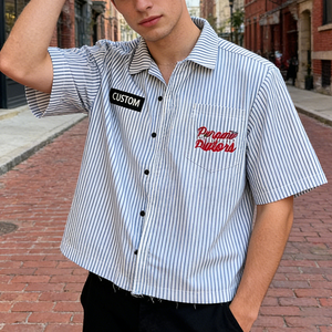Camiseta Polo de Fabricante con Bordado Gráfico Personalizado, Manga Corta, Corte Holgado, Casual, Estilo Cropped, con <span class=keywords><strong>Rayas</strong></span> para Hombre - Product Image 1