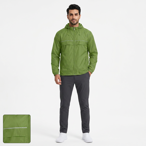 Blouson coupe-vent pour homme de haute qualité, uni, avec manchettes ajustables, à capuche, imperméable, style vintage, personnalisable, avec fils fins, vente en gros - Product Image 1