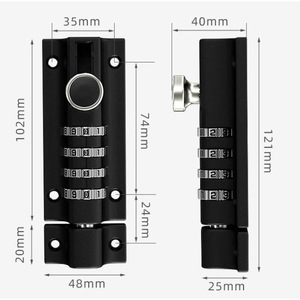Combination Bolt <b>Lock</b> Hd09 Zinc Alloy Waterproof Anti Rust Outdoor Door <b>Latch</b> Security Anti Theft Heavy Duty Pins Silver Black - Product Image 2