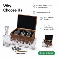 Ensemble de carafe à whisky personnalisée avec logo, 4 verres et pierres, dans un coffret cadeau en bois pour hommes, vente en gros aux États-Unis