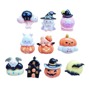 Mini-breloques plates en résine pour coques de téléphone, thème Citrouille d'Halloween, avec fantômes, accessoires DIY faits main, pour le marché transfrontalier - Product Image 6