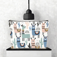 Sacs de maquillage en toile de polyester imperméable à motif de lettres mignonnes, fermeture éclair, pour femmes, pour les voyages, étui cosmétique