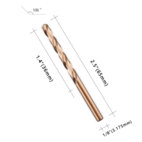 Foret hélicoïdal M35 Cobalt HSS 1/8 po, longueur standard, queue droite, usage intensif pour matériaux durs, 1 pièce