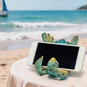 Özel Reçine El Yapımı Komik 3D Deniz Kaplumbağası Figürinli Bardak Altlığı Cep Telefonu Tutucu Masaüstü Süsü Hayvan Heykeli Telefon Standı - Product Image 2