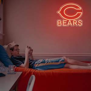Letrero de Neón LED de Fútbol Americano BEARS, Luz de Neón para Decoración de Pared, Regulable, Letrero Naranja de Equipo de Fútbol Americano para Cuarto de Hombre - Product Image 6