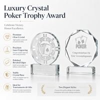 Trophée de poker en cristal de qualité supérieure, trophée de tournoi en verre transparent avec gravure laser pour les cadeaux de championnat de club de poker