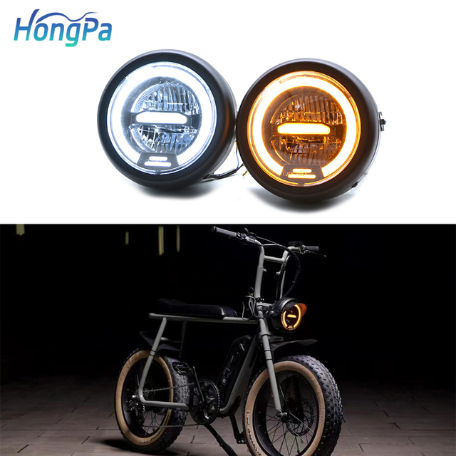 Vintage Motorbike Motorcycle Round LED Headlight LED Scooter E Bike Front Motorcycle Headlight