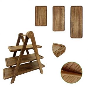 Eco Friendly Wooden 3 Tier Cupcake Stand Polished Finish Dessert Serving Tray Charcuterie Board Display Holder Wedding <b>Birthday</b> - Product Image 1