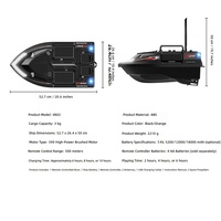 Bateau à appâts intelligent V802, équipement de pêche en plein air en ABS, télécommandé, électrique, 4 compartiments, charge de 3 kg, portée de 500 m, avec lumière LED