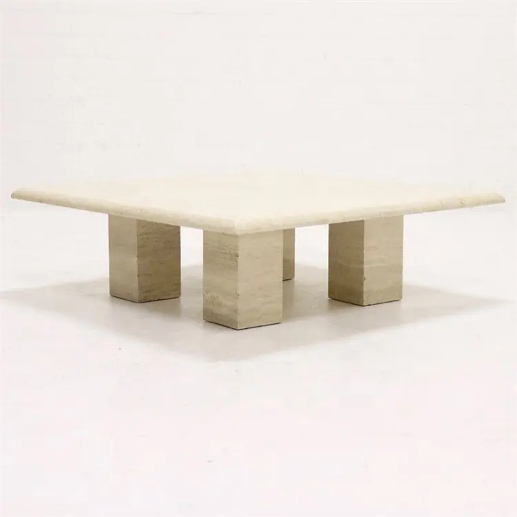 Wohnzimmer Party italienisches Design moderne Marmorsockel quadratische Überbett Mitte Sofa Tische Gold Rechteck Travertin Couch tisch