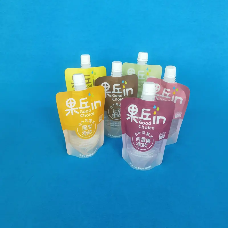 Op Maat Bedrukte Plastic Nylon Nozzle Pouch 250Ml 500Ml 1l Uitloop Verpakking Met Drankoplossing