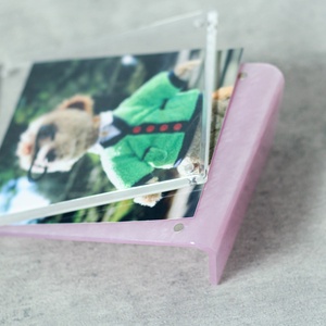 Photo acrylique magnétique personnalisée en usine et image en forme de L cadre rose bloc Photo tuile Photo - Product Image 3