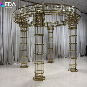 Leda กรอบโลหะทรงกลมแบบพรีเมี่ยมสไตล์โมเดิร์นแบบ Hupa Crystal Chuppah ฉากหลังเวทีแต่งงานสำหรับตกแต่งงานกิจกรรม - Product Image 2