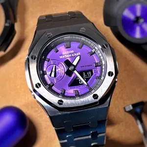 HOT selling purple 4th GA-2100/2110 casioak Watch Case DIY Stainless Steel Watch Strap for GSHOCK Mod