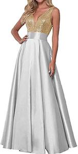 Nuovo Abito da Cerimonia con Paillettes <span class=keywords><strong>Oro</strong></span> Rosa, Scollo a V, Vestito da Damigella Femminile - Product Image 6