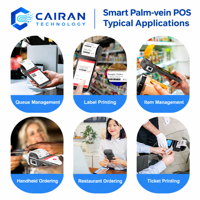 Terminal POS Mobile Cairan dengan Pemindai Vena Telapak Tangan Android Genggam 5.5 Inci 4G LTE NFC Mesin Pembayaran Kode QR untuk Restoran dan Ritel