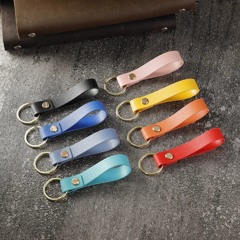 Promotional Marketing Gifts Sublimation Engraved Key Rings Car Key Chains Custom Logo Double-sided PU Leather Key Chain