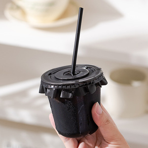 Nhà Máy Bán buôn cấp thực phẩm trong suốt cốc nhựa tiêm rõ ràng dùng một lần thân thiện với môi màu đen U hình dạng ly với mái vòm có nắp đậy - Product Image 2