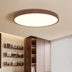 Lámpara de techo LED redonda con marco de madera, diseño delgado para dormitorio, sala de estar, iluminación interior del hogar - Product Image 2