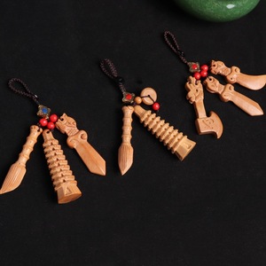 Peach Wood Scholar Pen Tower <b>Keychain</b> Wenchang Pagoda Pendant Portable Home Decor Gift For Colleagues Friends - Product Image 1