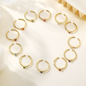 Anillo de Piedras de Nacimiento de Circonita Cúbica de 12 Meses, Baño PVD de Oro Vermeil de 18K, Bandas Más Finas, Anillos de Plata Esterlina 925 para Regalo de Cumpleaños - Product Image 5