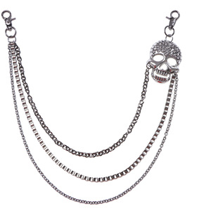 Cadena de cintura Yueli Punk Metal Ghost Head, cadena decorativa multicapa de aleación de zinc para jeans, accesorio de hip hop para uso diario. - Product Image 5