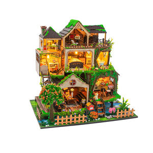 DIY Cottage Fairy Tale Forest, modèle <span class=keywords><strong>de</strong></span> <span class=keywords><strong>construction</strong></span> <span class=keywords><strong>de</strong></span> support <span class=keywords><strong>de</strong></span> livre <span class=keywords><strong>en</strong></span> bois à assembler <span class=keywords><strong>en</strong></span> 3D, 37.8x9x32.7cm, jouet cadeau pour les plus <span class=keywords><strong>de</strong></span> 14 ans - Product Image 1